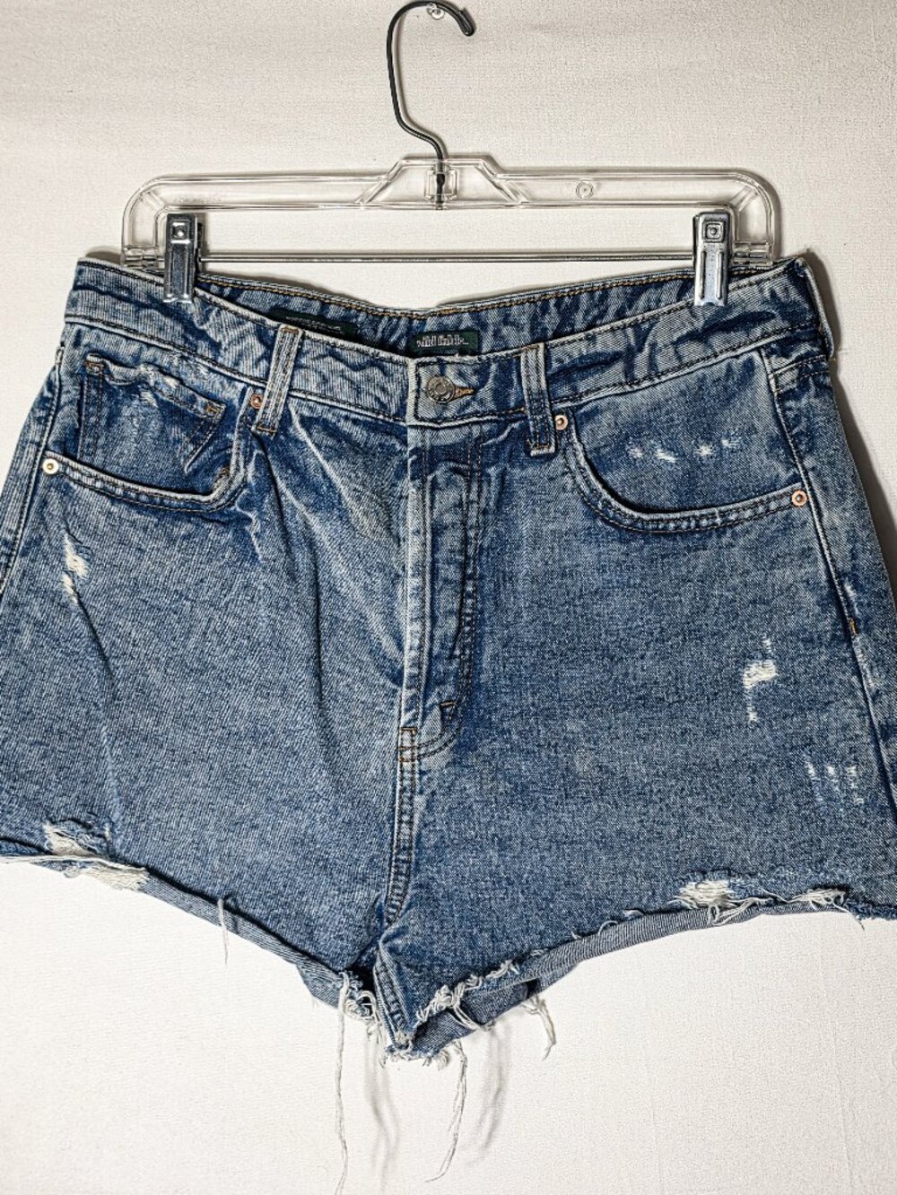 Wild Fable Womens Super High Rise Cutoff Denim Shorts Blue Distressed Size 12